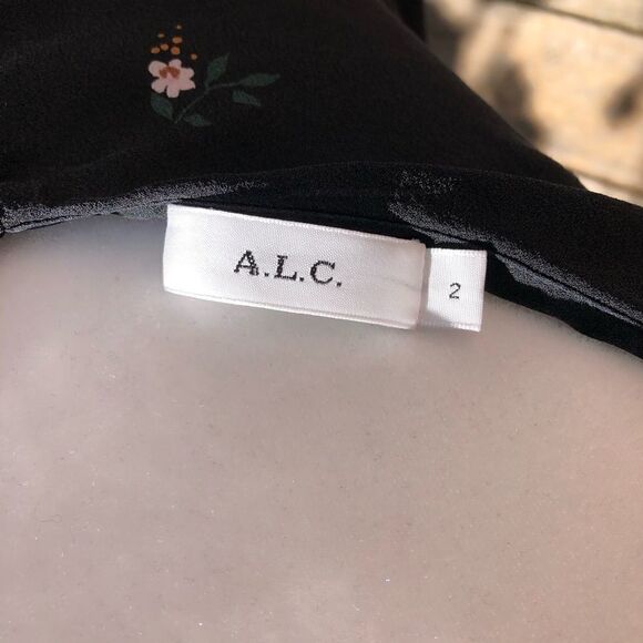 A.L.C. Silk Floral Black Spaghetti Strap Tank Top - Picture 7 of 12